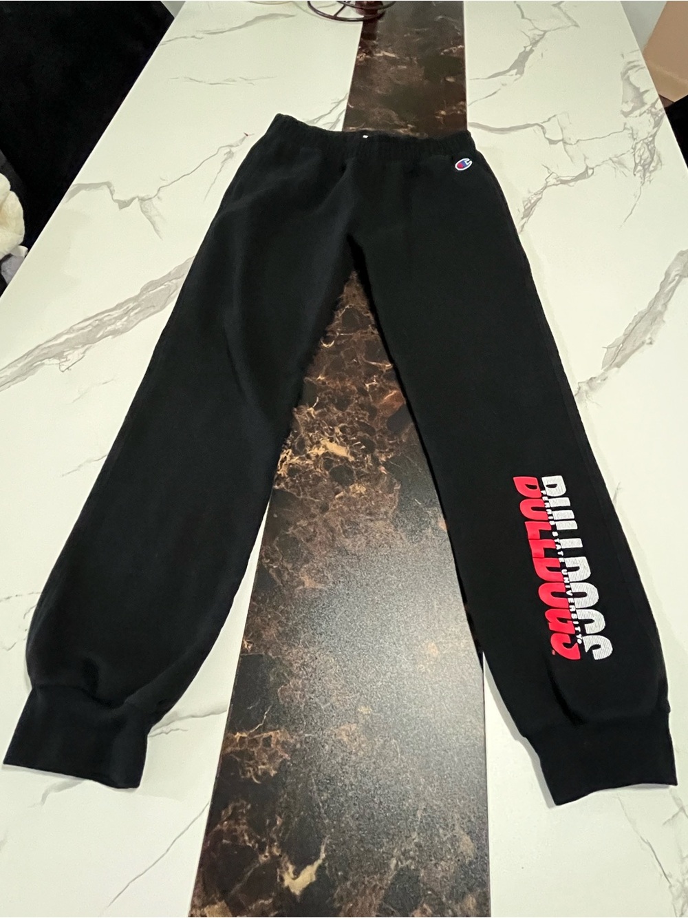 Champion Kids Black Joggers with Red & White Side Script